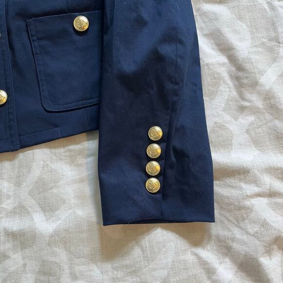 J.Crew Louisa cotton cropped navy blue blazer jacket women’s size 0 - Picture 6 of 10